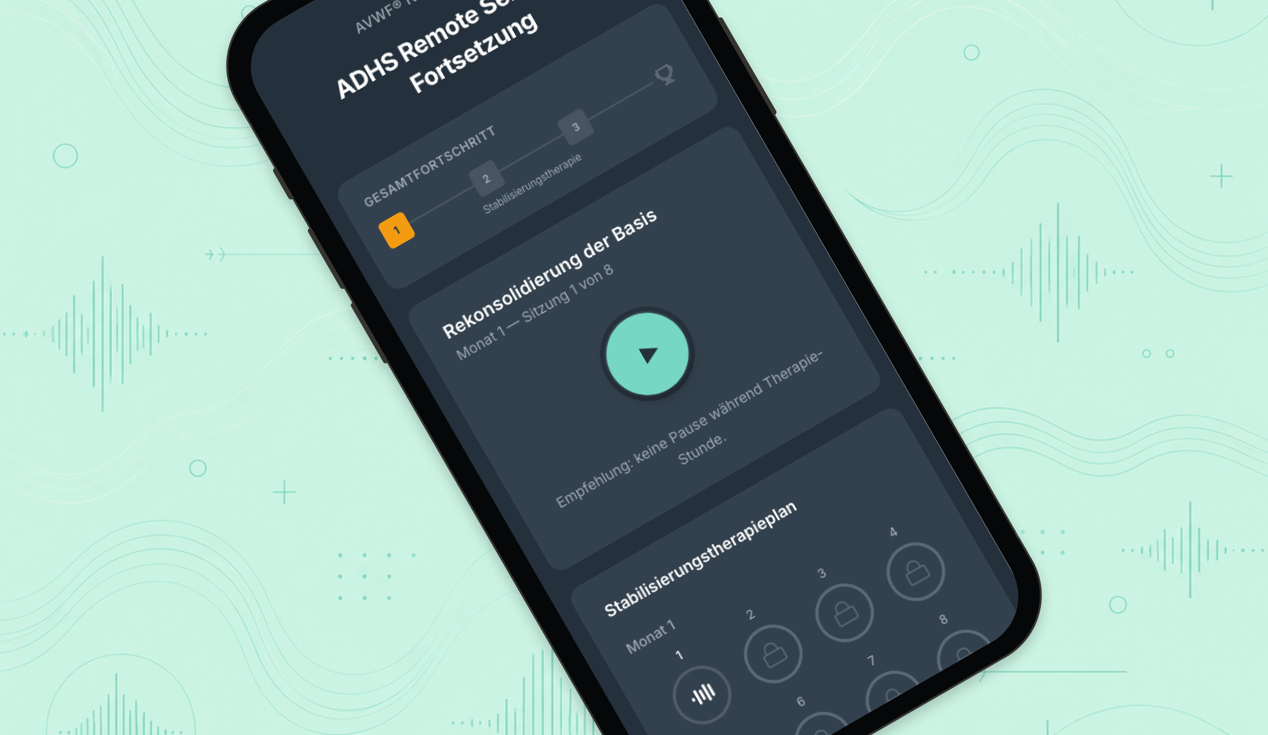 Patient audio therapy player for secure remote healthcare treatment with personalized daily therapy sessions.